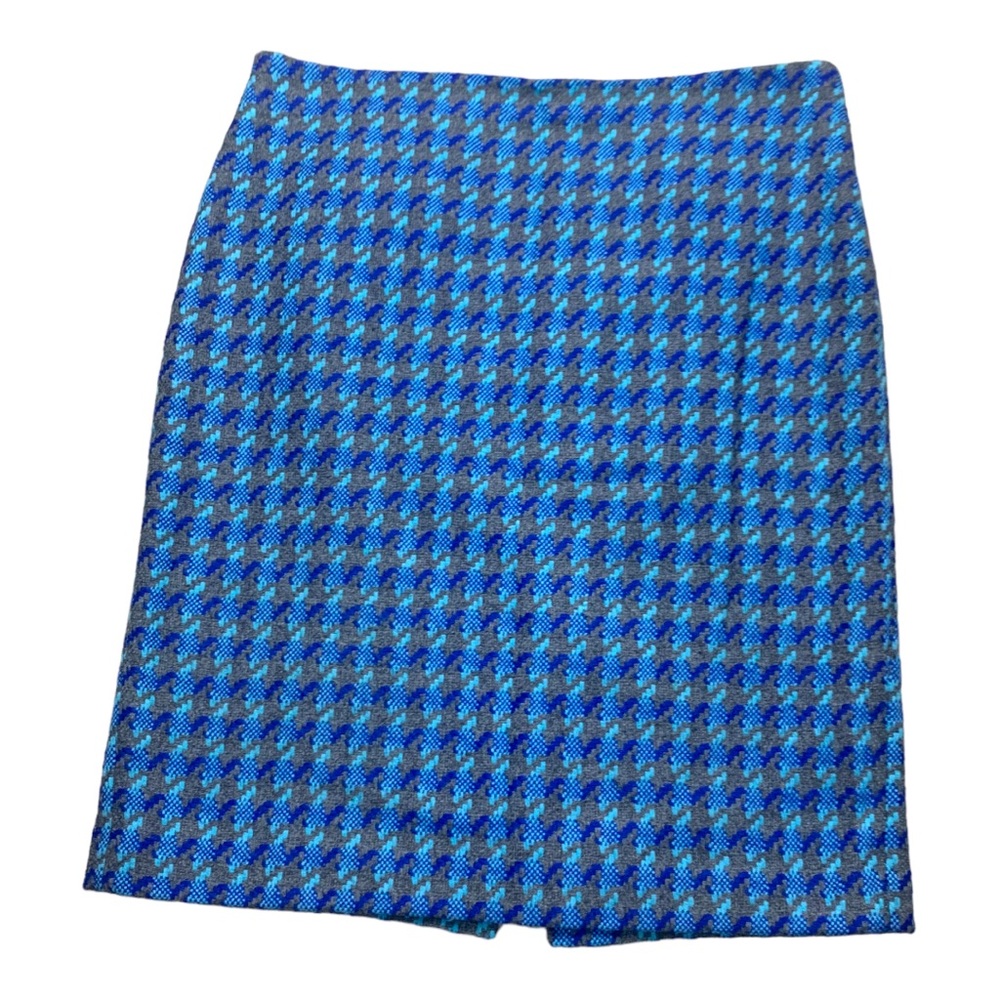TALBOTS wool blend Plaid Check‎ Houndstooth grey blue Pencil Skirt s 12